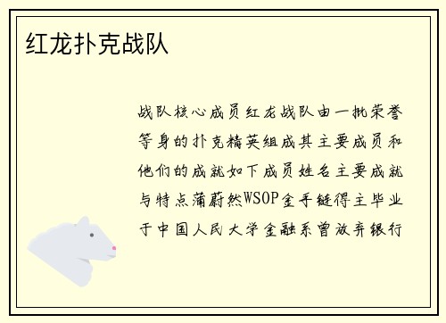 红龙扑克战队